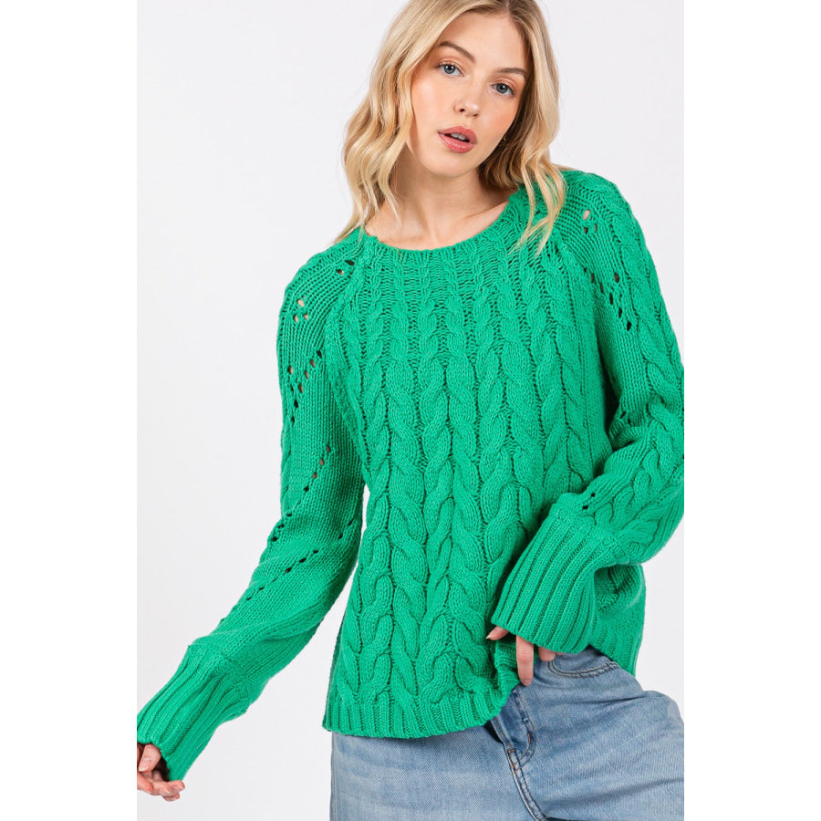 SAGE + FIG Cable-Knit Long Sleeve Sweater Apparel and Accessories