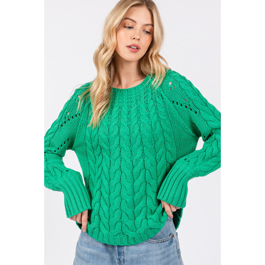 SAGE + FIG Cable-Knit Long Sleeve Sweater Apparel and Accessories