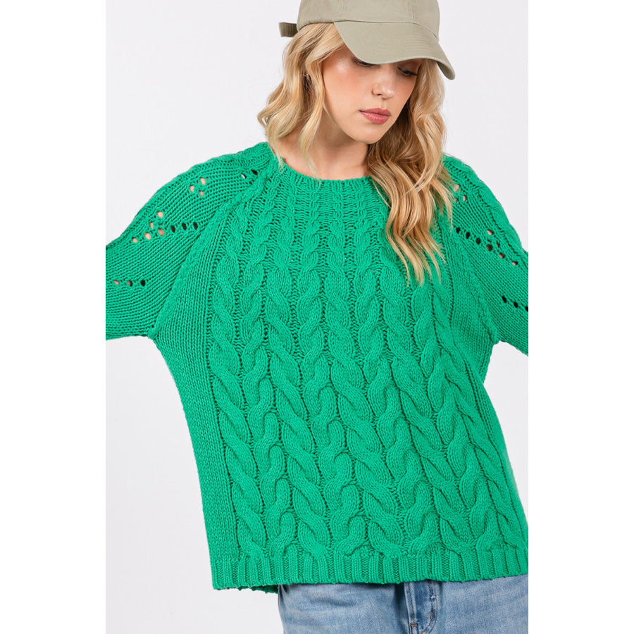 SAGE + FIG Cable-Knit Long Sleeve Sweater Apparel and Accessories