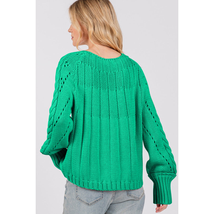 SAGE + FIG Cable-Knit Long Sleeve Sweater Apparel and Accessories