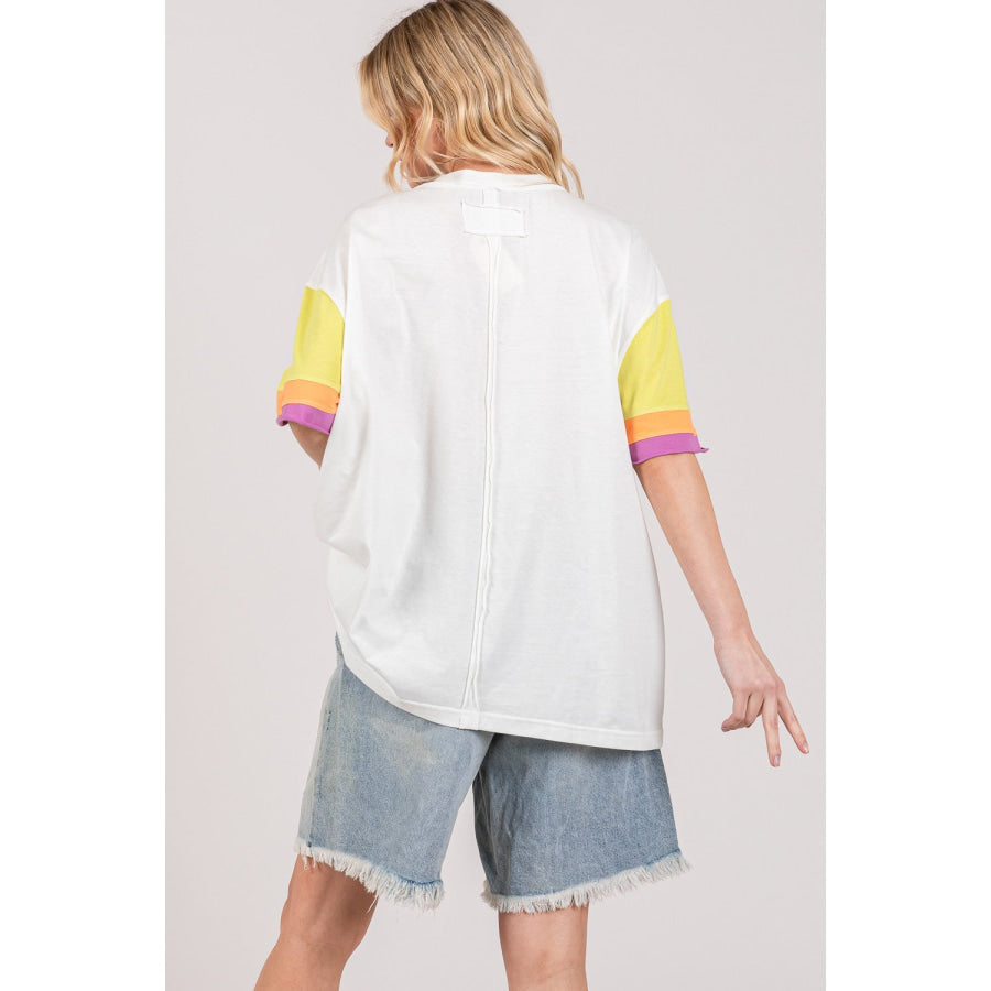 SAGE + FIG Color Block Peace Applique T-Shirt Apparel and Accessories