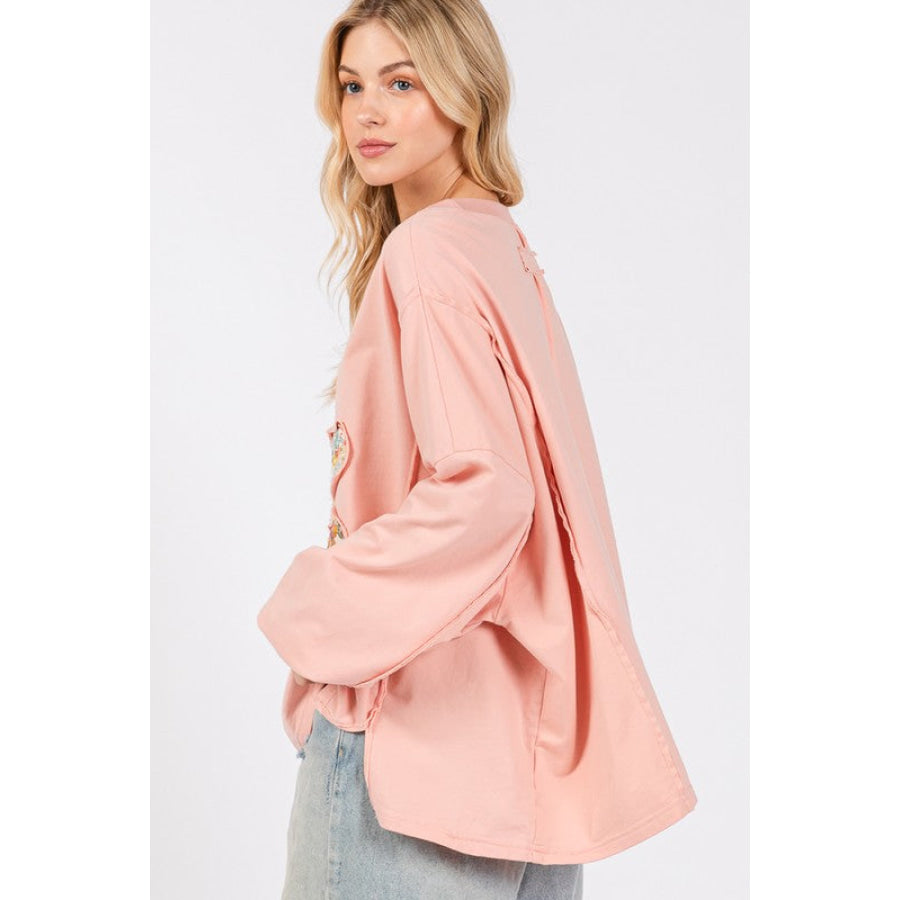 SAGE + FIG Flower Patch Dropped Shoulder Oversize Top Apparel and Accessories