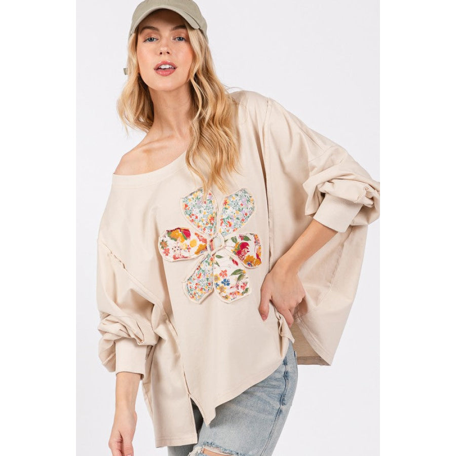 SAGE + FIG Flower Patch Dropped Shoulder Oversize Top Apparel and Accessories