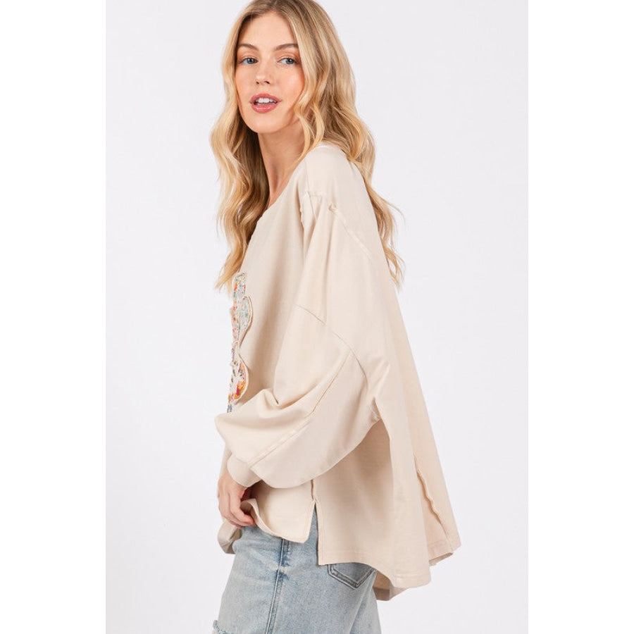 SAGE + FIG Flower Patch Dropped Shoulder Oversize Top Apparel and Accessories