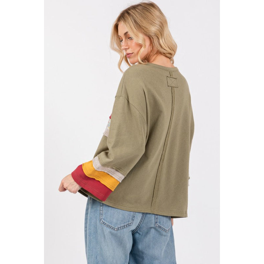 SAGE + FIG French Terry Color Block T-Shirt Sage / S Apparel and Accessories