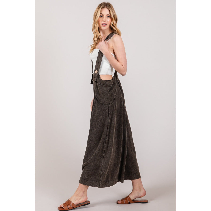 SAGE + FIG Full Size Wide Strap Wide Leg Overalls Apparel and Accessories