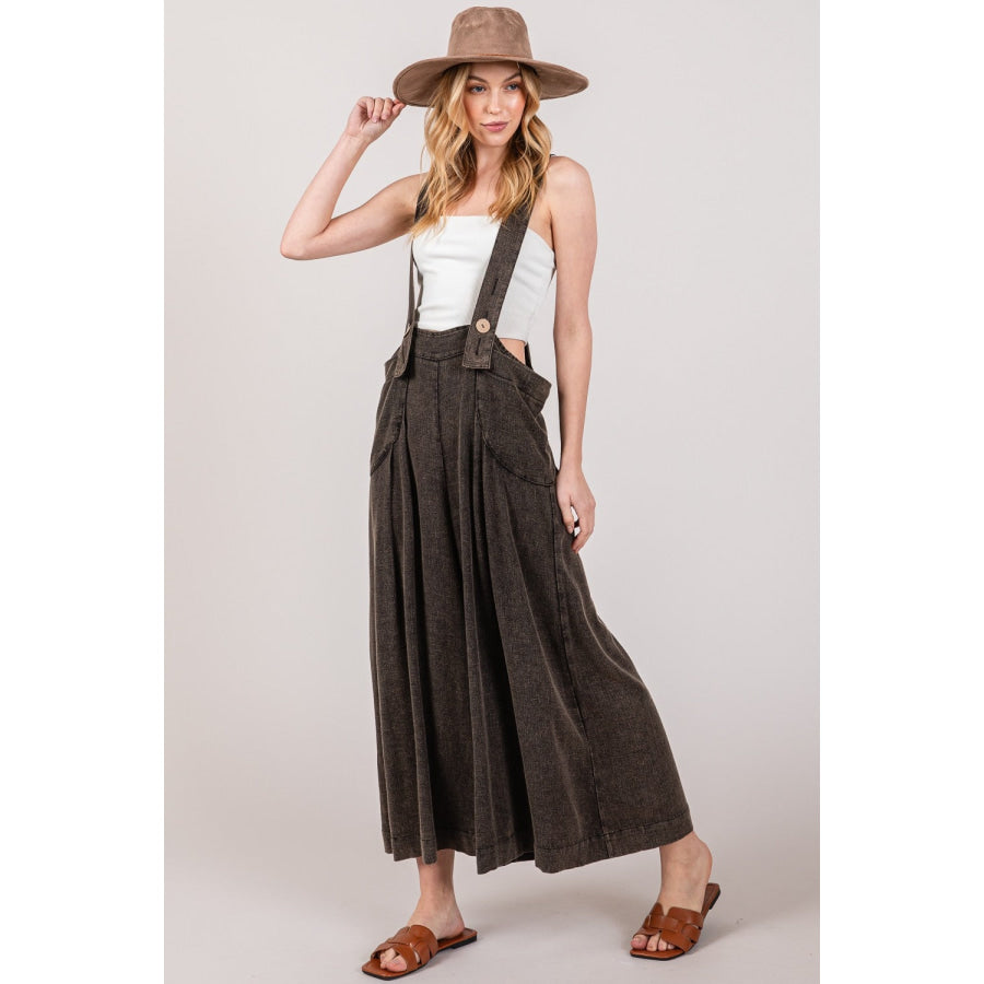 SAGE + FIG Full Size Wide Strap Wide Leg Overalls Apparel and Accessories