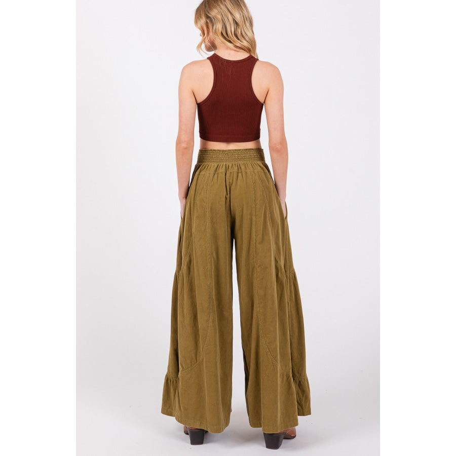 SAGE + FIG High Rise Corduroy Wide Leg Pants Apparel and Accessories