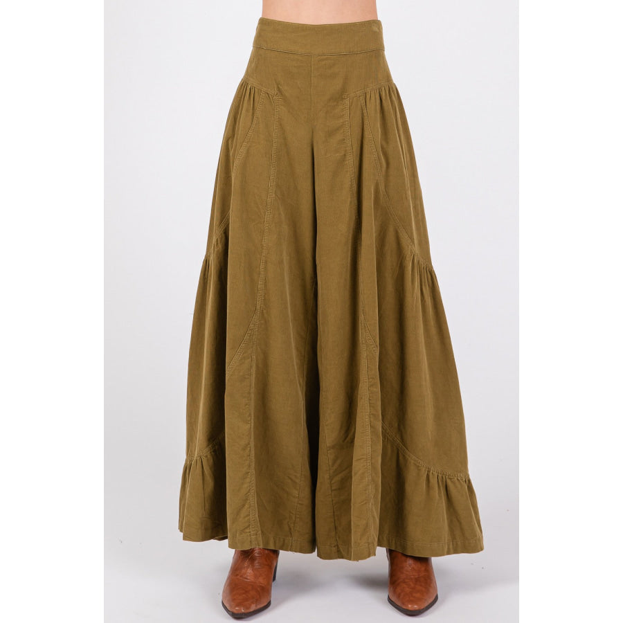 SAGE + FIG High Rise Corduroy Wide Leg Pants Apparel and Accessories