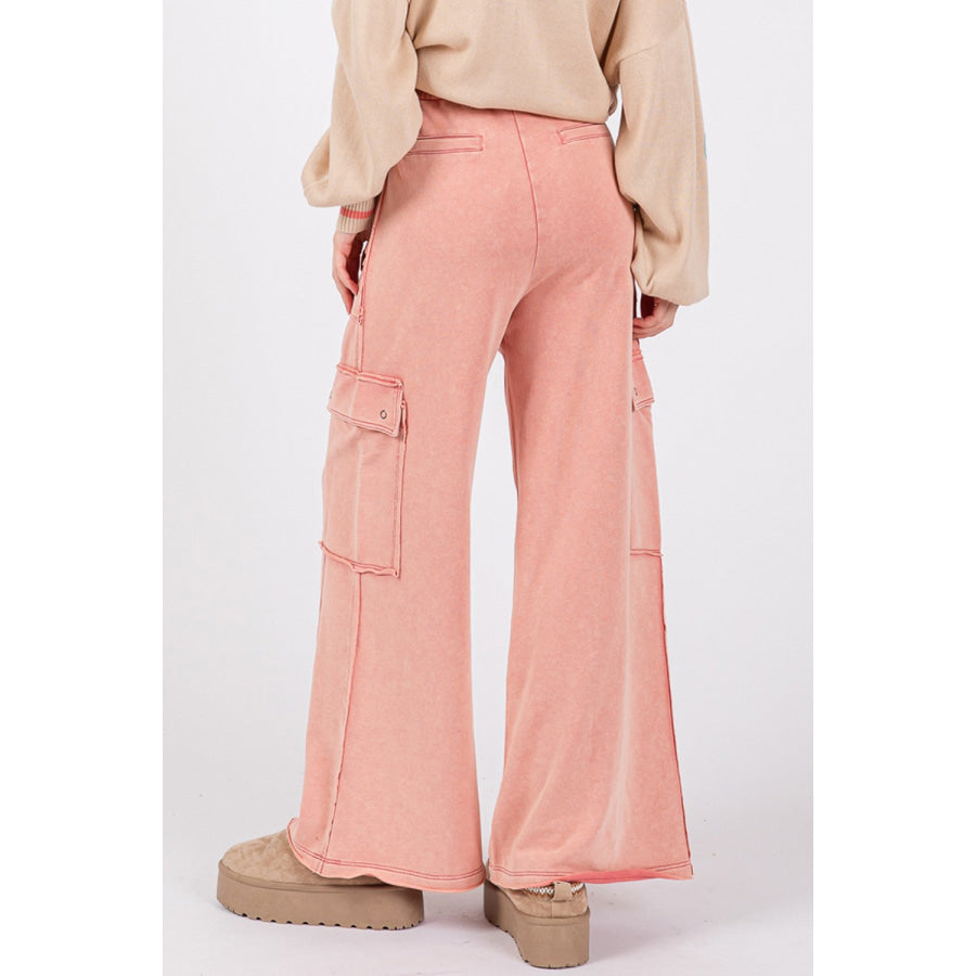 SAGE + FIG Knit Terry Mineral Wash Wide Leg Pants Apparel and Accessories