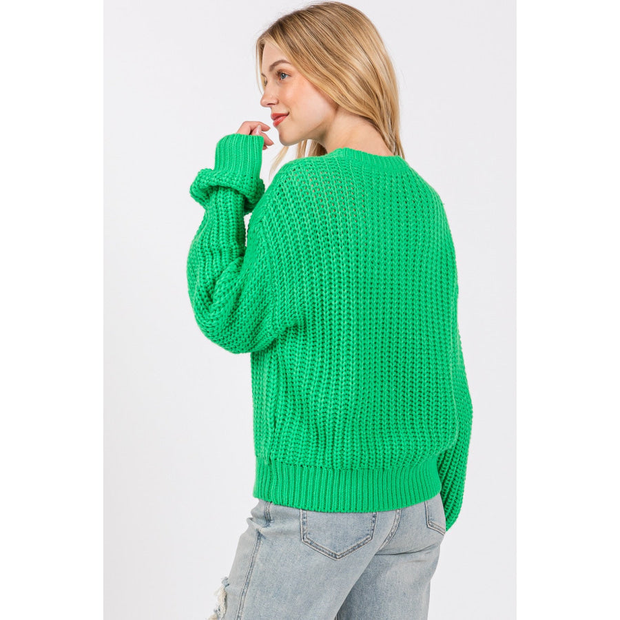 SAGE + FIG Round Neck Drop Shoulder Sweater Apparel and Accessories