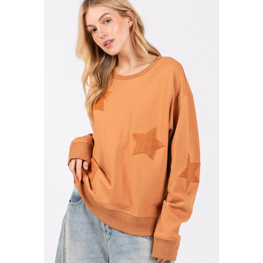 SAGE + FIG Star Patch Long Sleeve Sweatshirt Apparel and Accessories