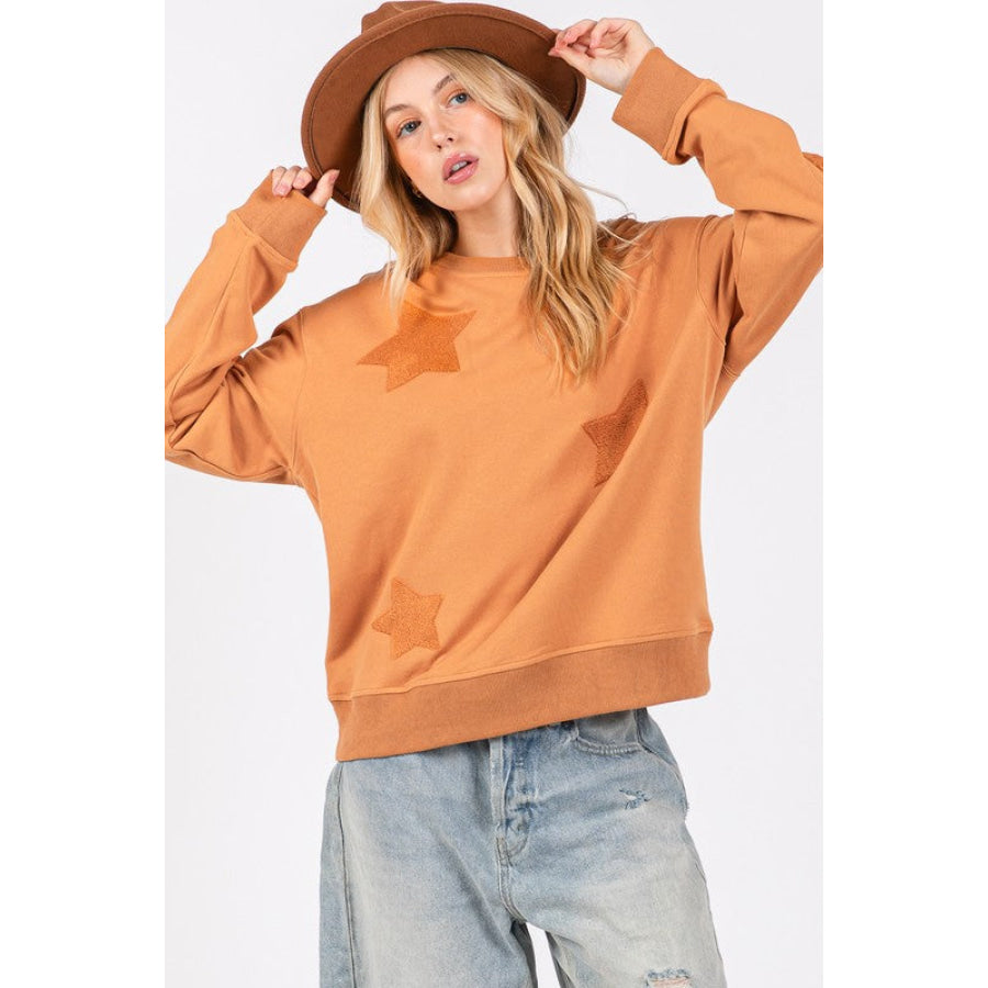 SAGE + FIG Star Patch Long Sleeve Sweatshirt Apparel and Accessories