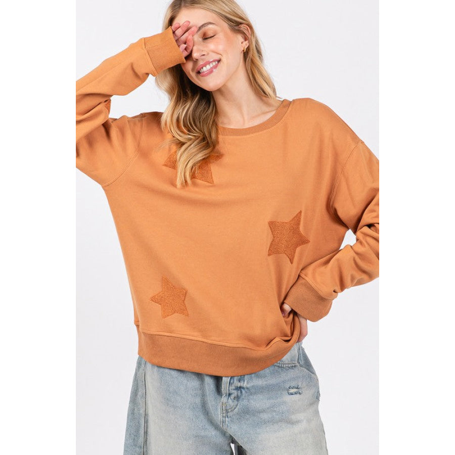 SAGE + FIG Star Patch Long Sleeve Sweatshirt Apparel and Accessories