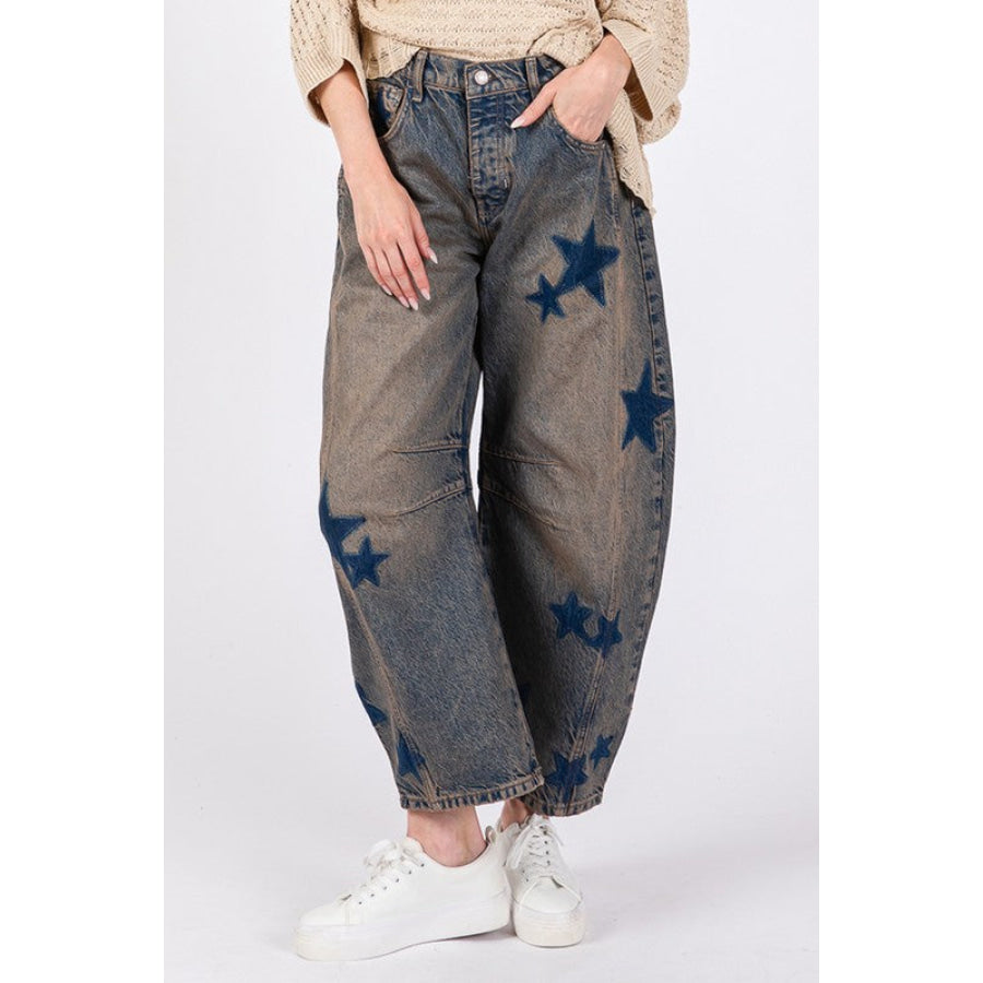 SAGE + FIG Star Wide Leg Jeans with Pockets Apparel and Accessories