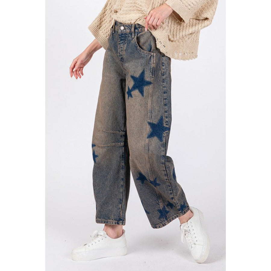 SAGE + FIG Star Wide Leg Jeans with Pockets Apparel and Accessories