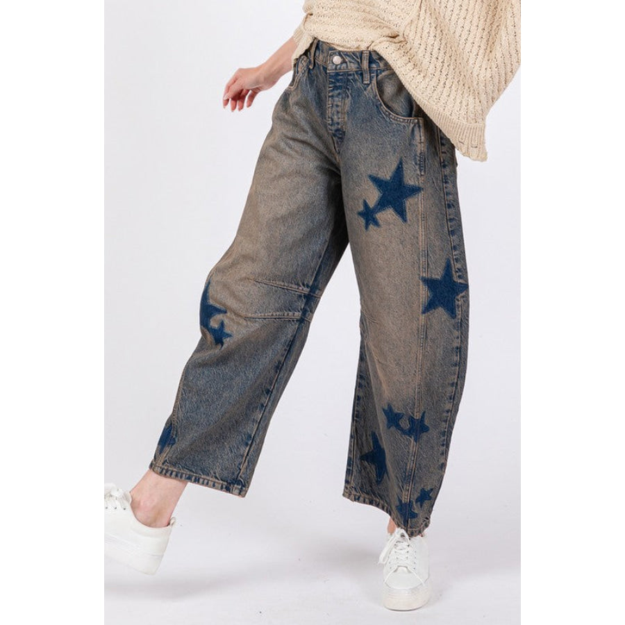 SAGE + FIG Star Wide Leg Jeans with Pockets Apparel and Accessories