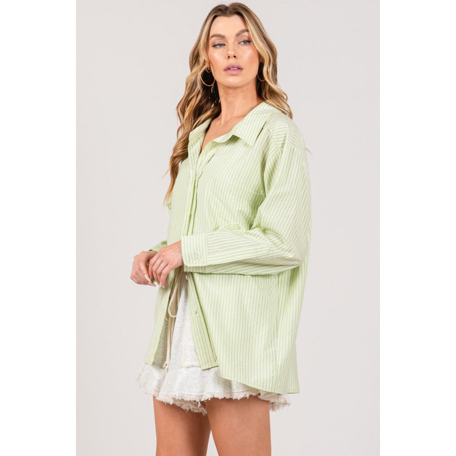 SAGE + FIG Striped Button Up Long Sleeve Shirt Apparel and Accessories