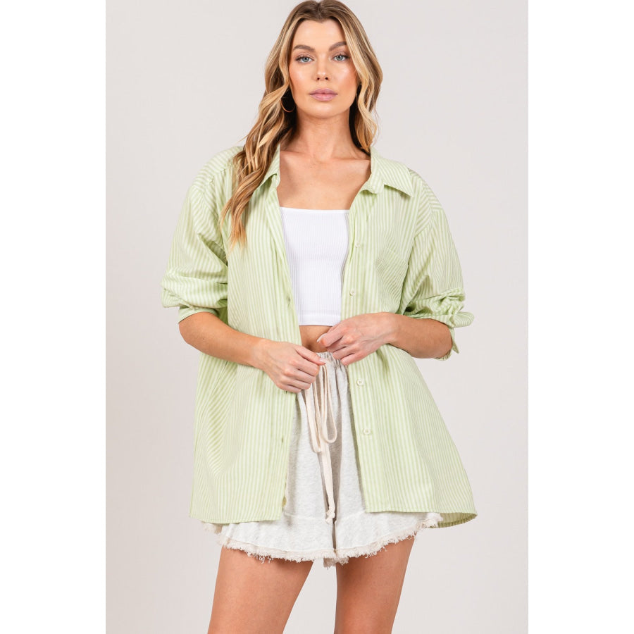 SAGE + FIG Striped Button Up Long Sleeve Shirt Apparel and Accessories