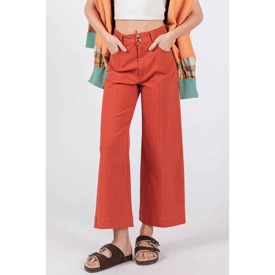 SAGE + FIG Wide Leg Cropped Pants Apparel and Accessories