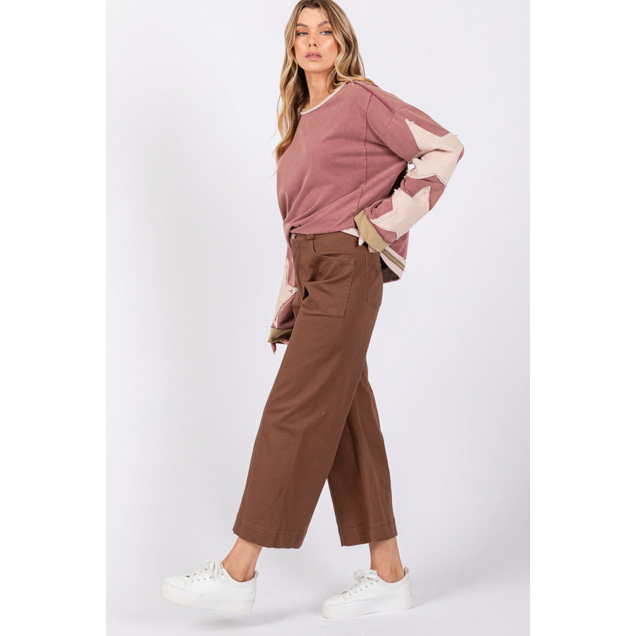 SAGE + FIG Wide Leg Cropped Pants Apparel and Accessories