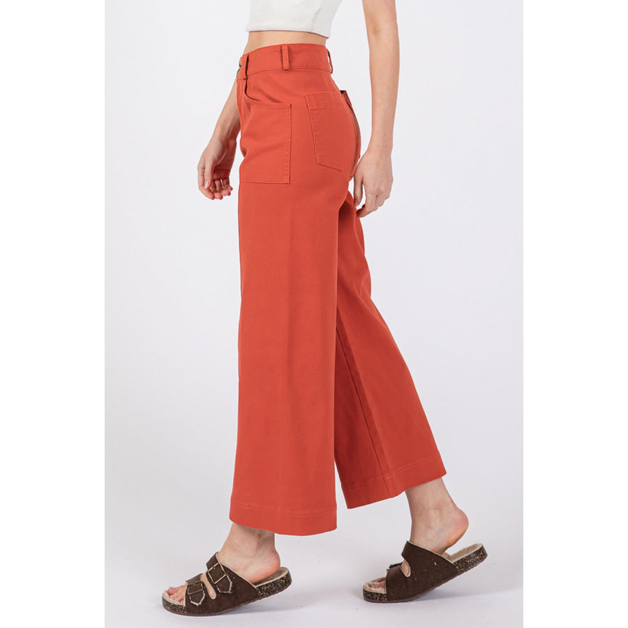 SAGE + FIG Wide Leg Cropped Pants Apparel and Accessories