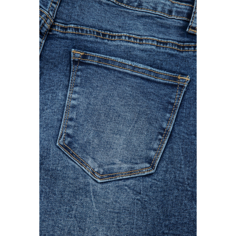 Sail Blue Acid Wash Pocket Detail Flare Jeans Bottoms/Jeans