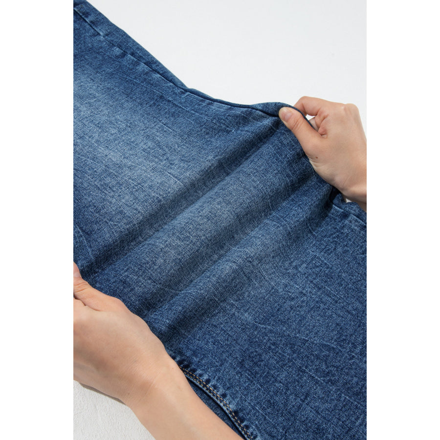Sail Blue Acid Wash Pocket Detail Flare Jeans Bottoms/Jeans