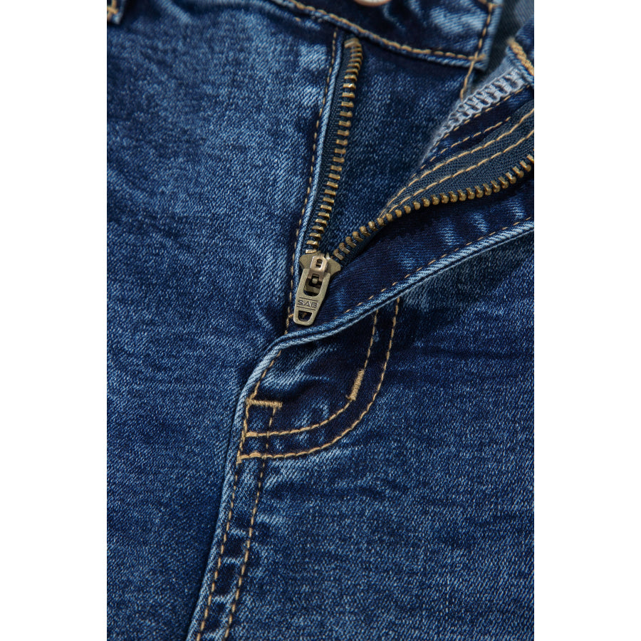 Sail Blue Acid Wash Pocket Detail Flare Jeans Bottoms/Jeans