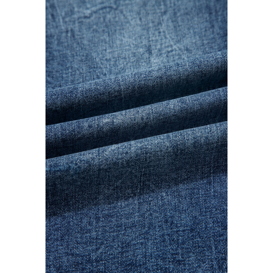 Sail Blue Acid Wash Pocket Detail Flare Jeans Bottoms/Jeans