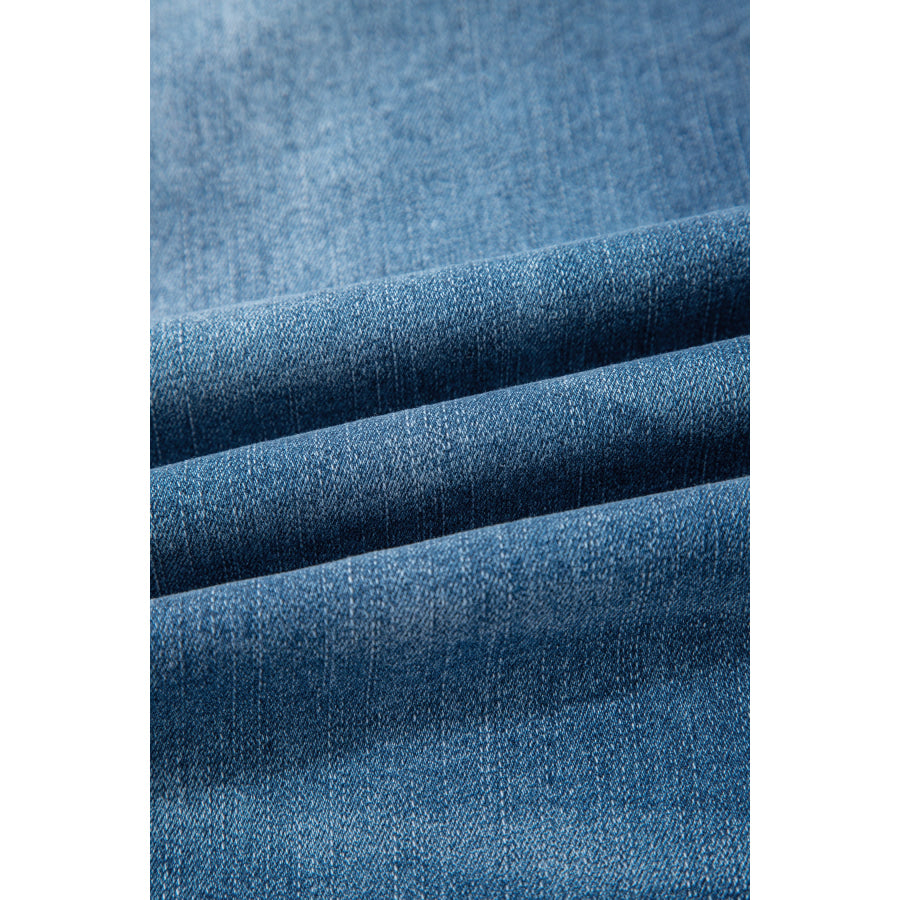 Sail Blue Exposed Stitching Straight Jeans Bottoms/Jeans