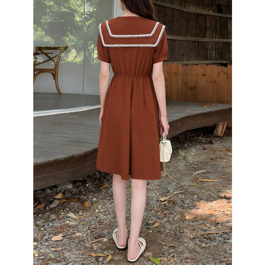 Sailor Collar Pleated Dress Apparel and Accessories