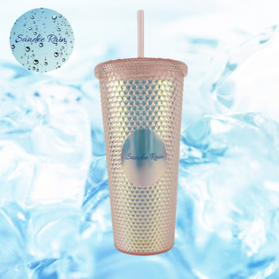 Sandee Rain Studded Iridescent Tumbler with Straw 710ml - same as Sbucks Iridescent Limited Edition Rose Gold Sandee Rain Merchandise