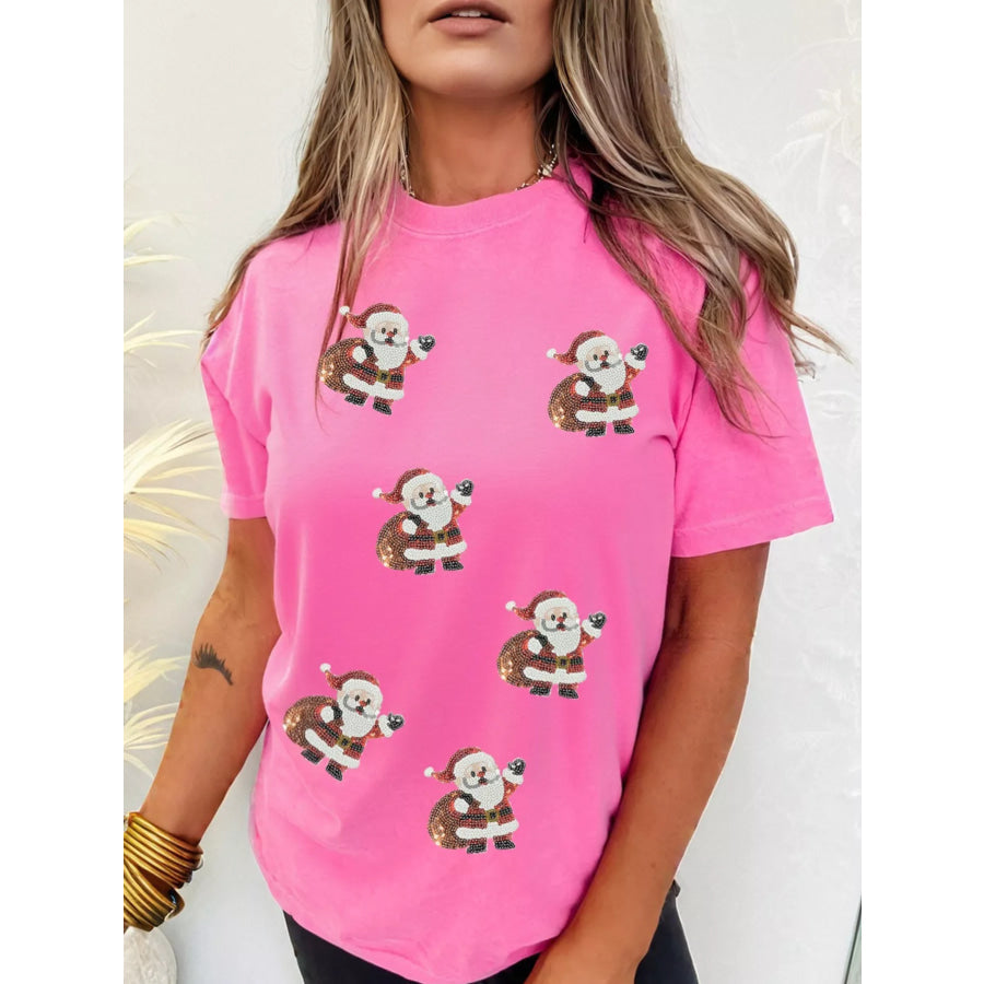 Santa Claus Deliver Gifts Sequin Short Sleeve Tee Apparel and Accessories