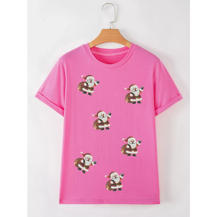 Santa Claus Deliver Gifts Sequin Short Sleeve Tee Apparel and Accessories