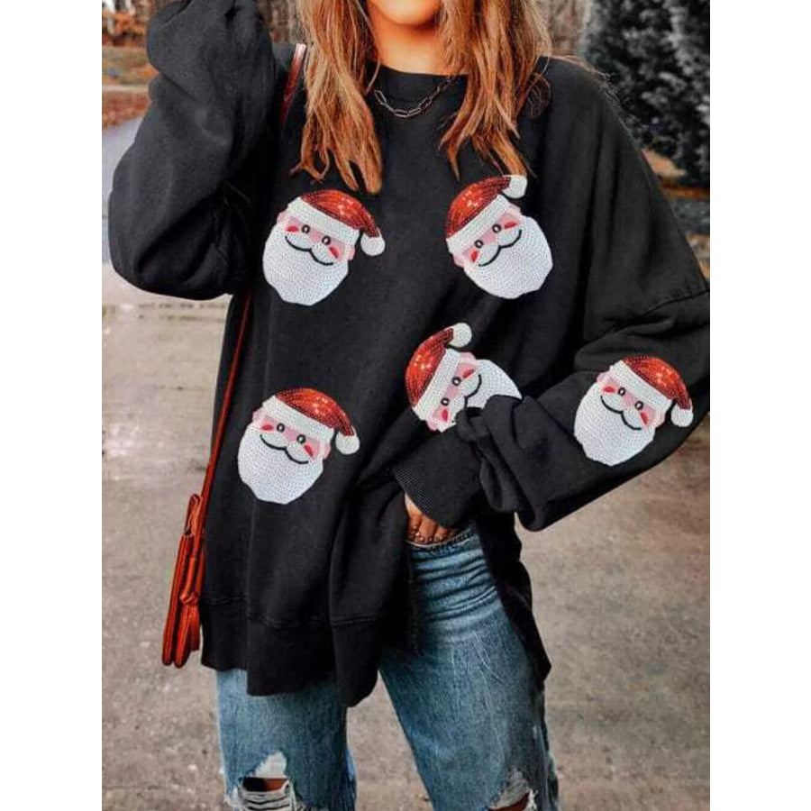 Santa Claus Oversized Sweatshirt Black / S Apparel and Accessories