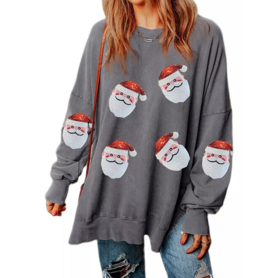 Santa Claus Oversized Sweatshirt Gray / S Apparel and Accessories