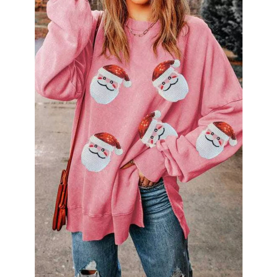 Santa Claus Oversized Sweatshirt Pink / S Apparel and Accessories