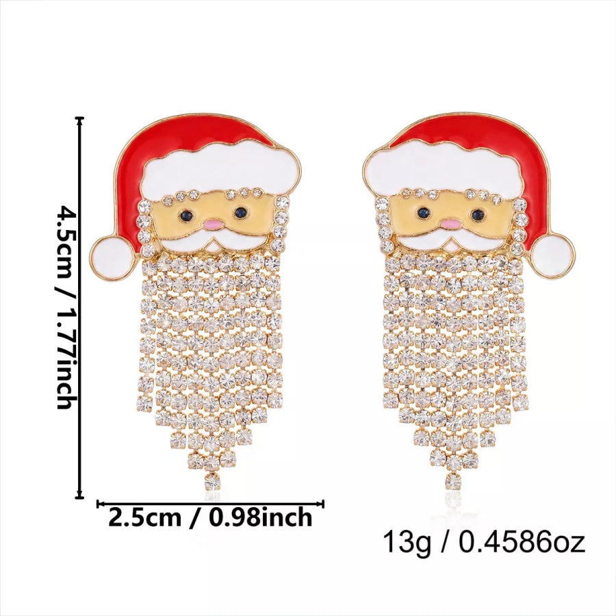 Santa Claus Rhinestone and Pearl Tassel Dangle Earrings Apparel Accessories