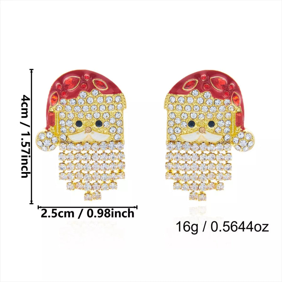 Santa Claus Rhinestone and Pearl Tassel Dangle Earrings Apparel Accessories