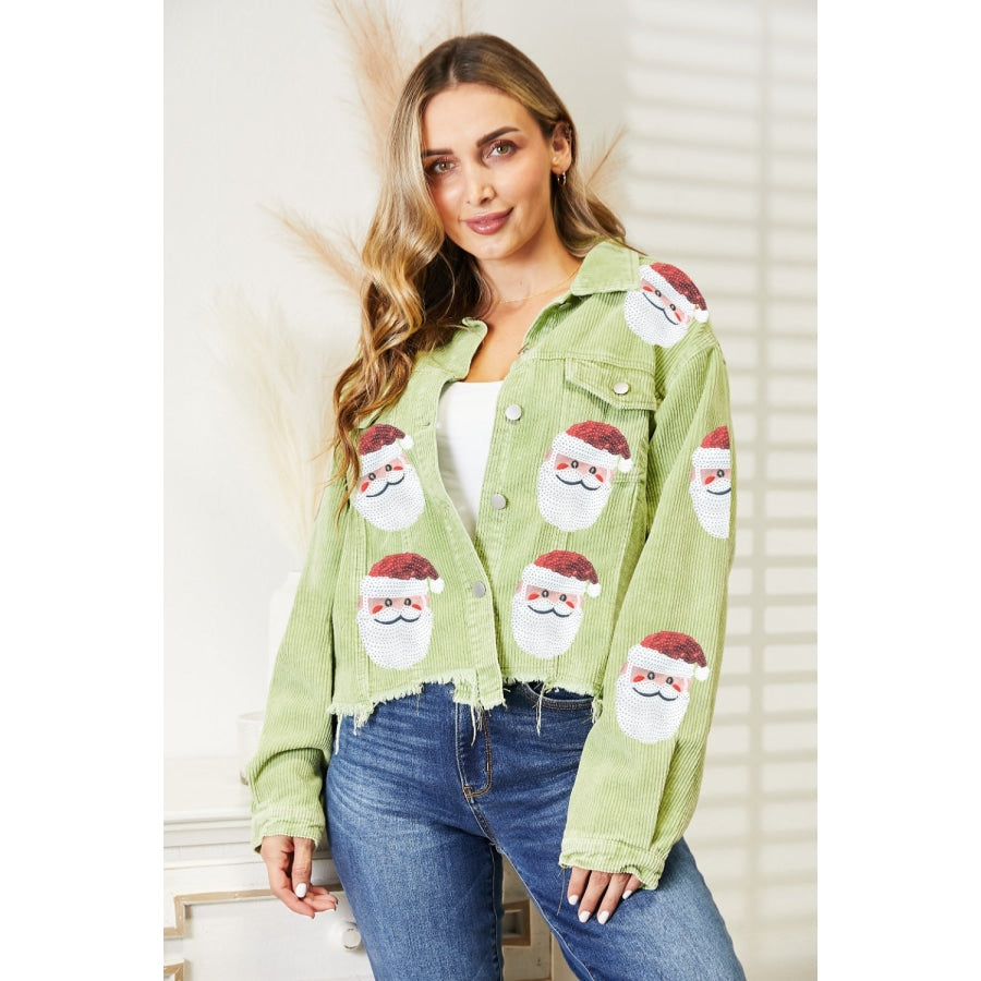 Santa Sequin Raw Hem Jacket Matcha Green / S