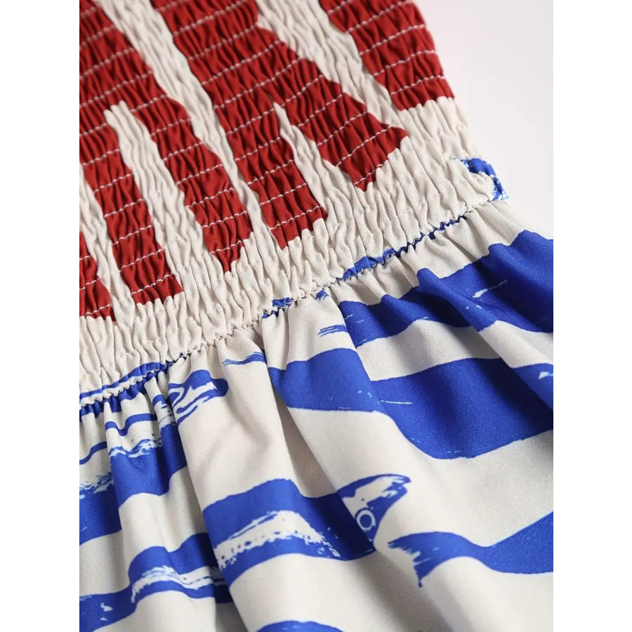 Sardine Print Spaghetti Strap Midi Dress Apparel and Accessories