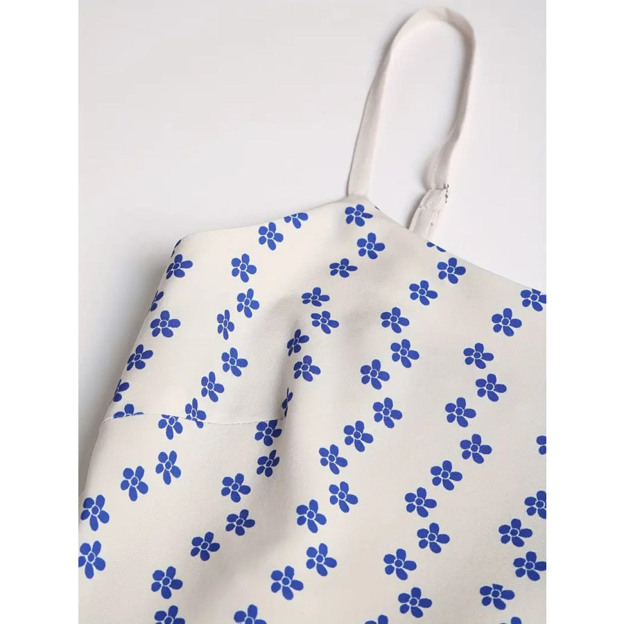 Sardine Print Spaghetti Strap Midi Dress Apparel and Accessories