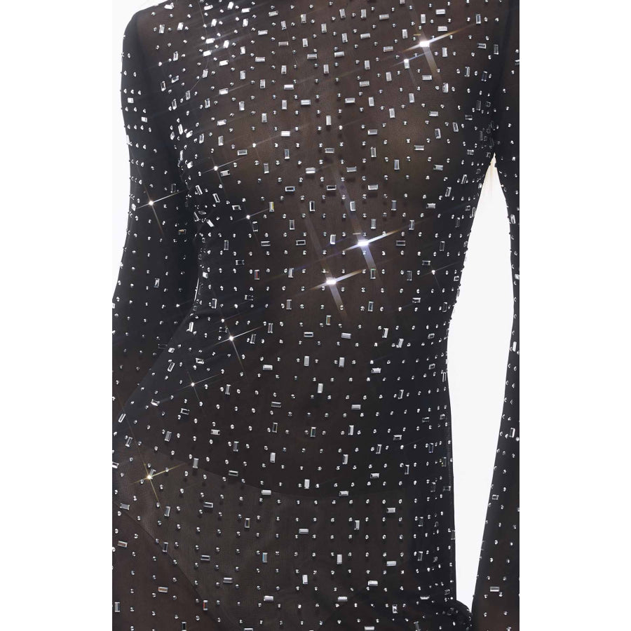 Sasso Crystal Mesh Maxi Dress Black Women’s Fashion - Women’s Clothing - Dress - Long-Sleeve Dress
