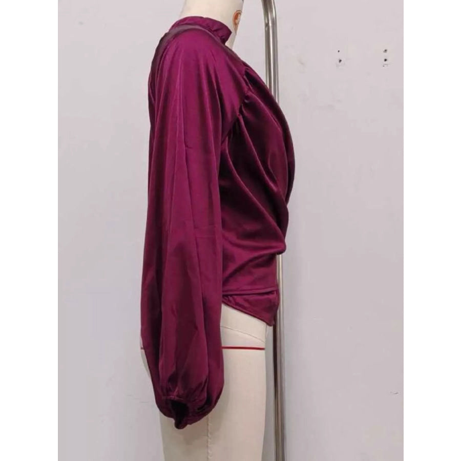 Satin Balloon Sleeve Blouse Apparel and Accessories