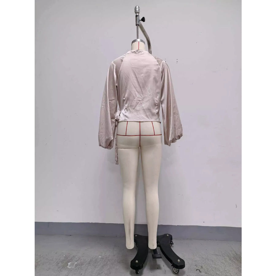Satin Balloon Sleeve Blouse Apparel and Accessories