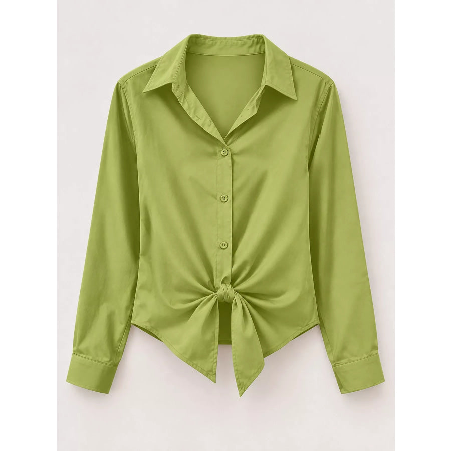 Satin Button-Down Long Sleeve Shirt Apparel and Accessories