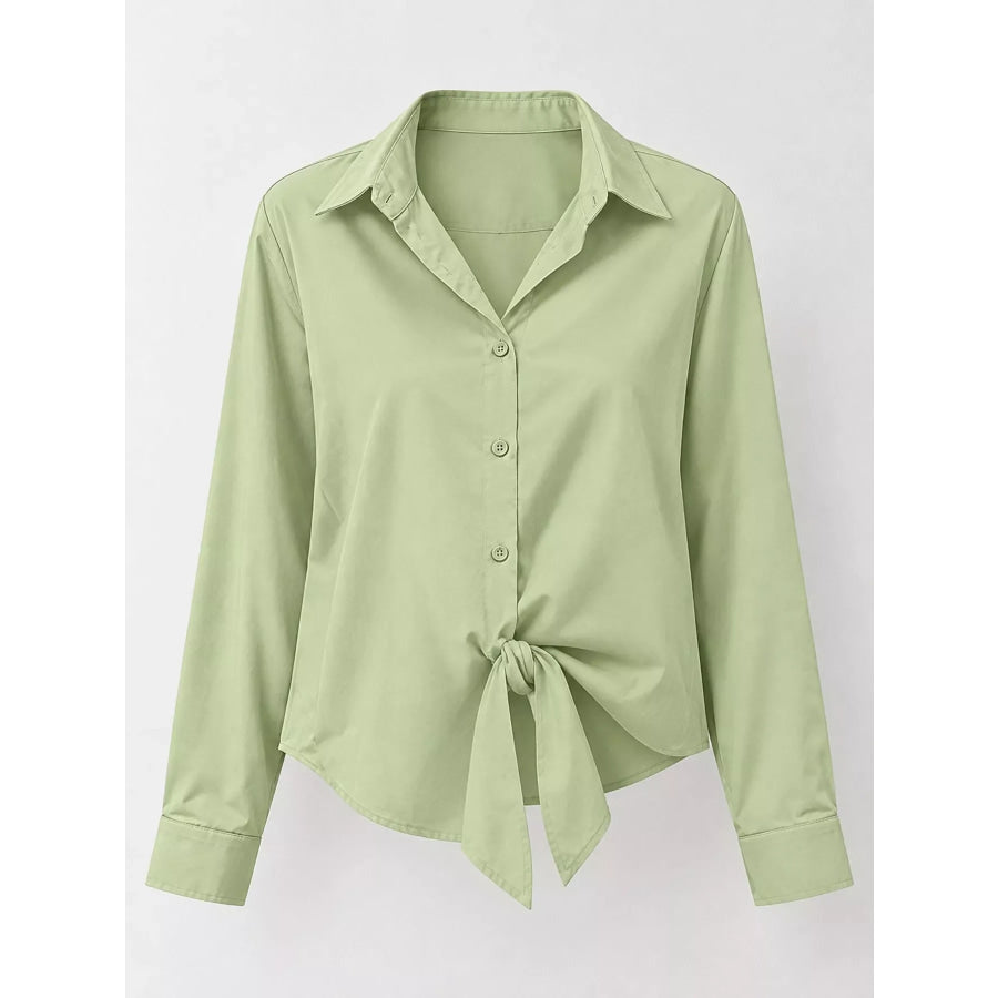 Satin Button-Down Long Sleeve Shirt Apparel and Accessories