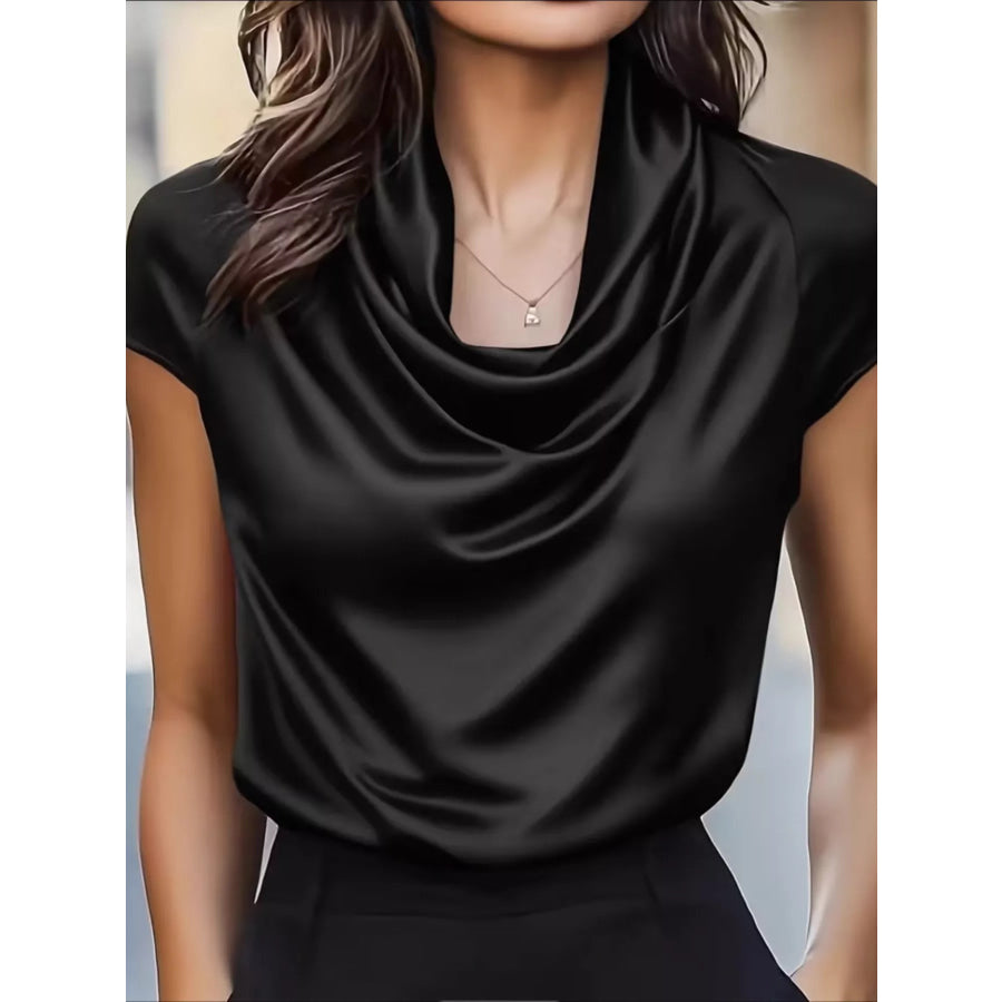Satin Cowl Neck Blouse Black / S Apparel and Accessories