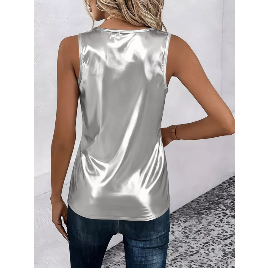 Satin Criss-Cross Neck Tank Top Apparel and Accessories